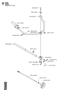 Shaft And Handle Diagram and Parts List for 323R 20070100001-20144900000 Husqvarna Brush Cutter