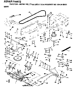 Drive Diagram and Parts List for YT150 (HCYT150A, 954840021)(1996-01) Husqvarna Lawn Tractor