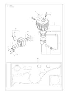 Cylinder, Piston And Muffler Diagram and Parts List for K1260 (K1260 Rail)(2010-10) Husqvarna Table Saw Accessories