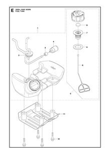 Fuel Tank Diagram and Parts List for 553RS  Husqvarna Brush Cutter
