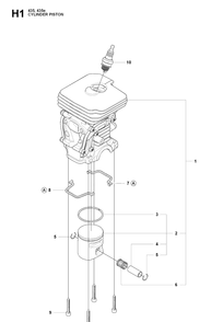 Cylinder Piston Diagram and Parts List for 435E 20090400001-20102300000 Husqvarna Chainsaw