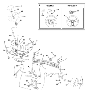 Steering Assembly Diagram and Parts List for 2042LS (96043007500)(2008-11) Husqvarna Lawn Mower