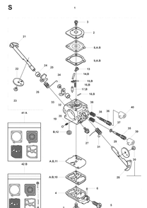 Carburetor Details Diagram and Parts List for 327LX 20080900001-Current Husqvarna Edger