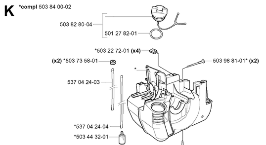 Crankcase Diagram and Parts List for 232L 20060100001-20070100000 Husqvarna Edger
