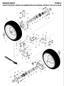 Wheels And Tires Diagram and Parts List for 9027STE (961910003-02)(2007-01) Husqvarna Snow Blower