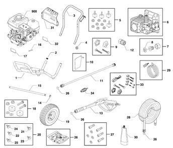 Main Unit Diagram and Parts List for 020795-00  Husqvarna Pressure Washer