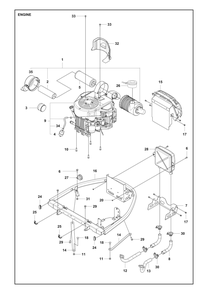 Engine Diagram and Parts List for P524XREFI  Husqvarna Lawn Tractor