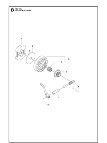 Clutch And Oil Pump Diagram and Parts List for 135E  Husqvarna Chainsaw