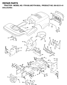 Chassis And Enclosures Diagram and Parts List for YTH180 (HEYTH180A)(1998-12) Husqvarna Lawn Tractor