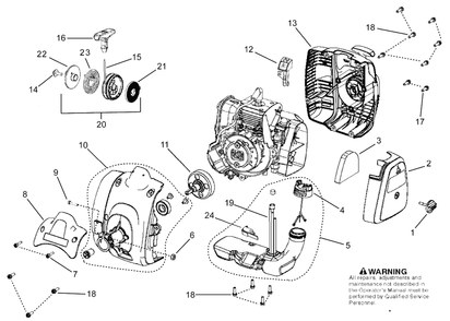 Housing Diagram and Parts List for 325L 20190500001 & Above Husqvarna Trimmer