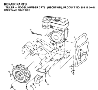 Mainframe, Right Side Diagram and Parts List for CRT51 (HECRT51M)(2003-09) Husqvarna Cultivator
