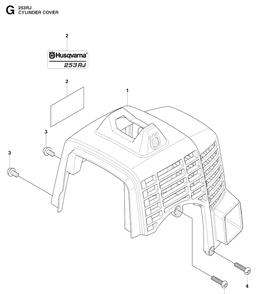 Cylinder Cover Diagram and Parts List for 253RJ 20091400001-20113200000 Husqvarna Brush Cutter