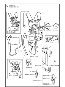 Harness Diagram and Parts List for 250R  Husqvarna Brush Cutter
