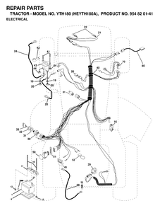 Electrical Diagram and Parts List for YTH180 (954820141-A)(1998-12) Husqvarna Lawn Tractor
