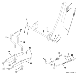 Mower Lift / Deck Lift Diagram and Parts List for LTH1797 (96011022101)(2012-01) Husqvarna Lawn Tractor
