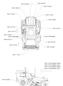 Decals Diagram and Parts List for Z4824 (968999303)(2006-03) Husqvarna Lawn Mower