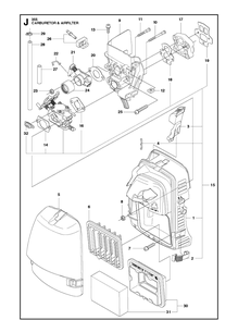 Carburetor And Air Filter Diagram and Parts List for 355FXT  Husqvarna Brush Cutter