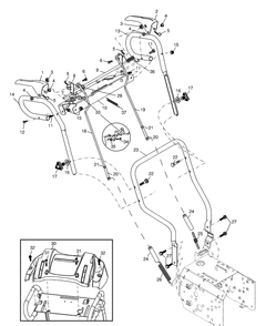 Handles Diagram and Parts List for ST524 (HL524STA)(954633552)(2003-08) Husqvarna Snow Blower