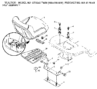 Seat Diagram and Parts List for GTH260TWIN (96041004400, 960410044)(2007-02) Husqvarna Lawn Tractor
