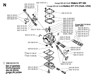Carburetor Details Diagram and Parts List for 232RCAT 19954500001-Current Husqvarna Brush Cutter