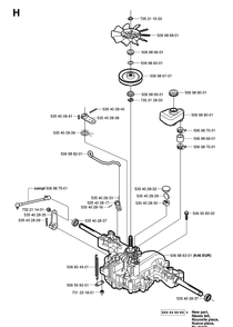 Transmission Diagram and Parts List for RIDER16 (953521401)(2006-01) Husqvarna Lawn Mower