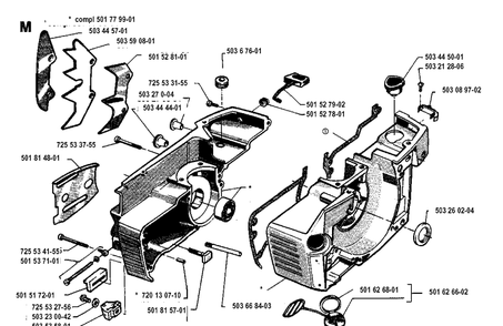 Crankcase Diagram and Parts List for 272XP 19930100001-19970100000 Husqvarna Chainsaw