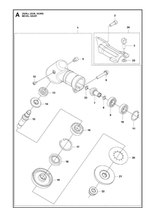 Bevel Gear Diagram and Parts List for 553RS  Husqvarna Brush Cutter