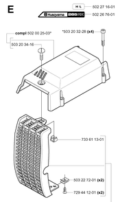 Cylinder Cover Diagram and Parts List for 265RX 20012600001-20023100000 Husqvarna Brush Cutter