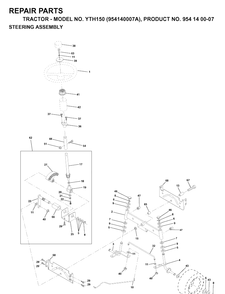 Steering Diagram and Parts List for YTH150 (954140007A)(1997-01) Husqvarna Lawn Tractor