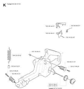 Fuel Tank Diagram and Parts List for 345 20070100001-Current Husqvarna Chainsaw