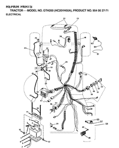 Electrical Diagram and Parts List for GTH200 (HC20VH50A)(1996-04) Husqvarna Lawn Tractor