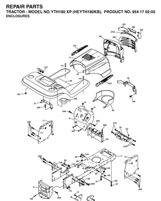 Chassis And Enclosures Diagram and Parts List for YTH180XP (HEYTH180KB)(2004-01) Husqvarna Lawn Tractor