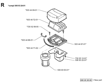Air Filter Diagram and Parts List for PF18 2000-03 Husqvarna Lawn Tractor
