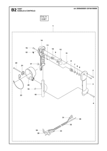 Handle And Controls Diagram and Parts List for 150BT2007-2021  Husqvarna Leaf Blower / Vacuum