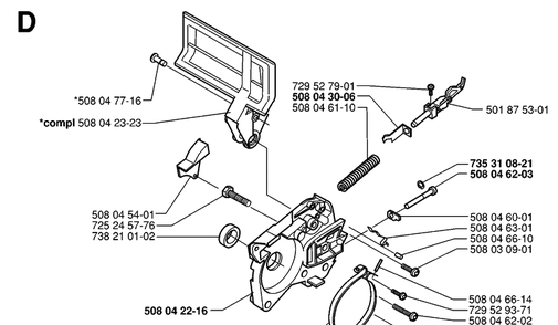 Chain Brake Diagram and Parts List for 315 20000600001-20030100000 Husqvarna Chainsaw
