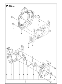 Crankcase Diagram and Parts List for 541RS  Husqvarna Brush Cutter