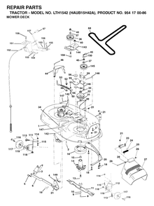 Mower Deck / Cutting Deck Diagram and Parts List for LTH1542 (954170086-A)(2003-01) Husqvarna Lawn Tractor