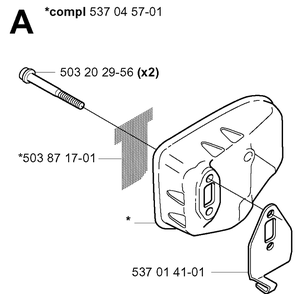 Muffler Diagram and Parts List for 325HS99 (X-SERIES)(20004000001-20030100000) Husqvarna Hedge Trimmer