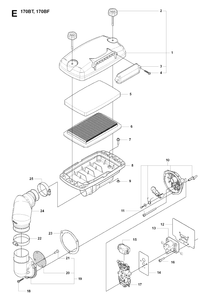 Carburetor And Air Filter Diagram and Parts List for 170BT 20084000001-Current Husqvarna Leaf Blower / Vacuum
