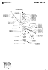 Carburetor Details Diagram and Parts List for 232R 20144900001 & Above Husqvarna Trimmer