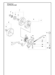 Clutch And Oil Pump Diagram and Parts List for 576XP 2010-03 Husqvarna Chainsaw