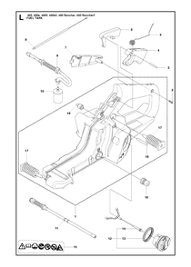Fuel Tank Diagram and Parts List for 450RANCHERII  Husqvarna Chainsaw