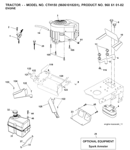 Engine Diagram and Parts List for CTH150 (96061018201)(2007-05) Husqvarna Lawn Tractor