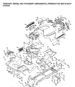 Chassis And Enclosures Diagram and Parts List for YTH1848XP (96043000701)(2006-03) Husqvarna Lawn Tractor