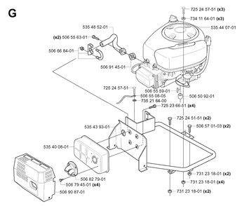 Engine Diagram and Parts List for R11 (953519401)(2006-01) Husqvarna Lawn Tractor