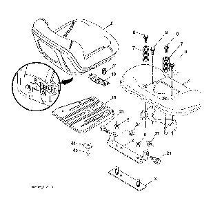 Seat Diagram and Parts List for 917240443  Husqvarna Lawn Tractor