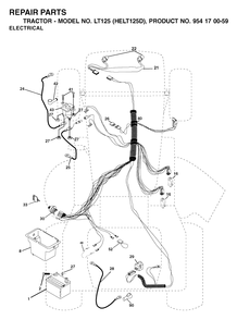 Electrical Diagram and Parts List for LT125 (954170059-D)(2002-06) Husqvarna Lawn Tractor
