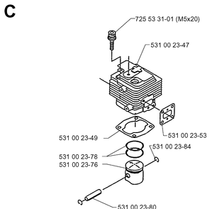 Cylinder Piston 2 Diagram and Parts List for 132R 19994000001-20050100000 Husqvarna Brush Cutter