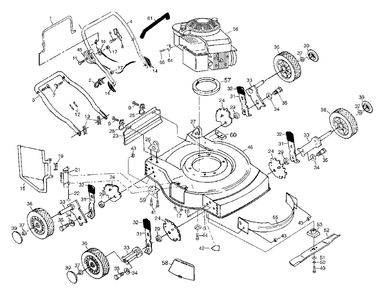 General Assembly Diagram and Parts List for 6020MD (954222688-B)(2001-10) Husqvarna Lawn Mower