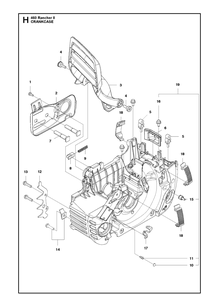 Crankcase Diagram and Parts List for 460 RANCHER II Husqvarna Chainsaw